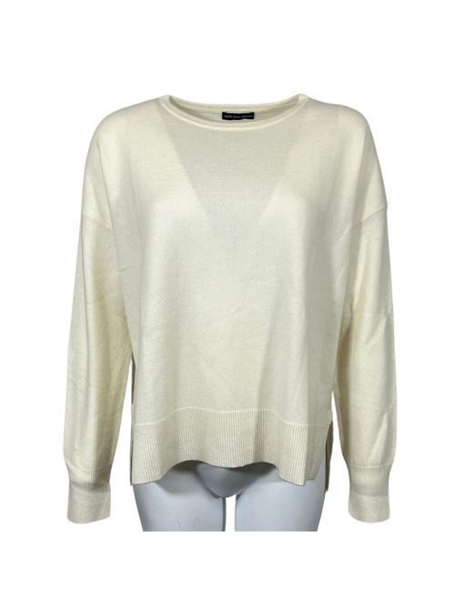 WOMEN'S CREW NECK SWEATER ASYMMETRICAL CUT CREAM ESSENTIEL STUDIO | LMD036PANNA